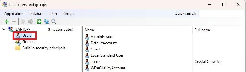 Mở rộng System Tools > Local Users and Groups