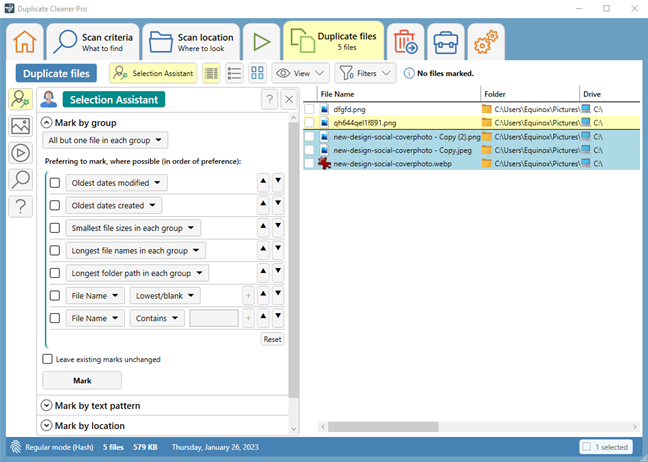 Duplicate Cleaner Pro found a few duplicate files. 